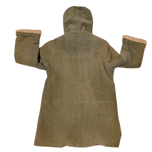 Vintage Burlington Mark V Corduroy Hooded Pea Coat Alpaca Warm Buttons Pockets - Picture 3 of 9